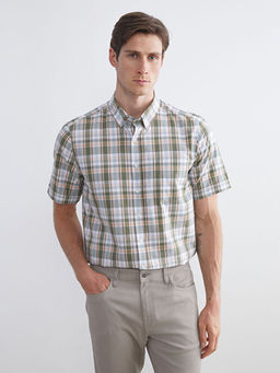 Regular Fit K?sa Kollu Ekose Erkek G?mlek