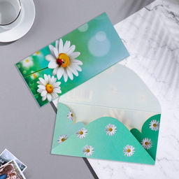 Цена за 10 шт. Конверт для денег Ромашка 17х8,5 см
