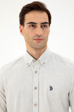 Мужская бежевая базовая рубашка с длинным рукавом Неожиданная скидка в корзине - U.s. polo assn фото 2