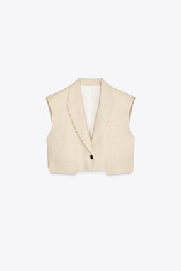 LINEN BLEND SHORT WAISTCOAT - Zara фото 5