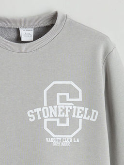 Bask?l? Erkek ?ocuk Sweatshirt