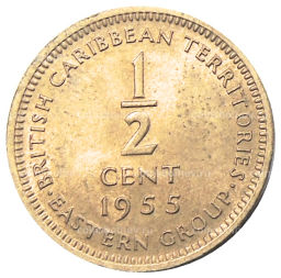 1/2 цента 1955 года Британские Восточные Карибы
