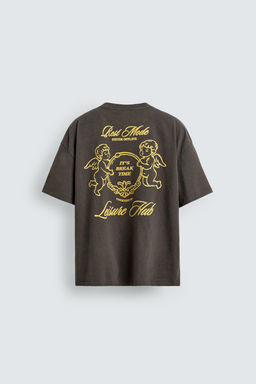 CAMISETA RELAXED FIT ESTAMPADOS LAVADOS / Gris antracita