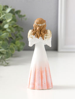 Сувенир полистоун "Девушка-ангел в светло-розовом платье, с младенцем" 14,5 см