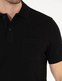 Siyah Regular Fit Polo Yaka Basic Ti__rt