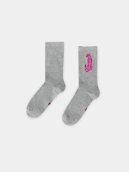 Цена за 5 пар! Носки женские меланжево-серые с рисунком в виде пантеры - Mark formelle фото 3