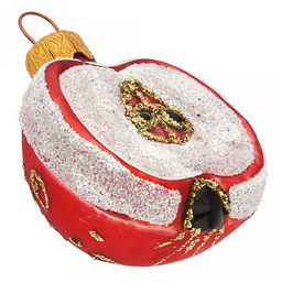 Елочная игрушка фигурка стеклянная Половинка яблока h6см, ручная художественная роспись, подарочная упаковка (Россия) - Домашняя мода фото 5