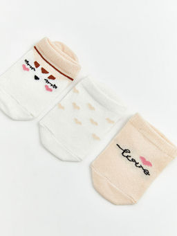 Desenli K?z Bebek Patik ?orap 3l?