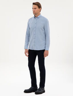 Mavi Slim Fit Dokulu Uzun Kollu G_mlek