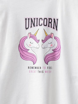 Bisiklet Yaka Bask?l? Uzun Kollu Pamuklu K?z ?ocuk Ti??rt - Waikiki фото 3