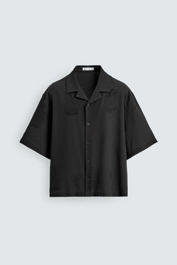 CAMISA PERFORADOS BORDADOS / Negro - Zara фото 7