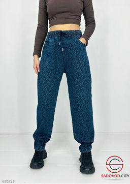 Брюки женские с принтом на резинке