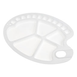 Палитра пластиковая, овальная с ячейками, 34×24.5 см, с отверстием под палец