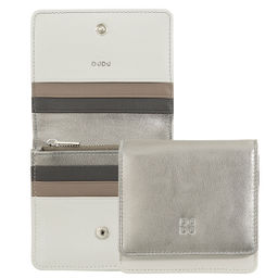 Итальянский кожаный кошелек DuDu серии Flores | темно-серебристый