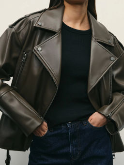 Куртка из искусственной кожи с ремнём / Zarina фото 2