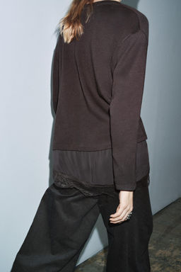 CONTRAST T-SHIRT WITH LACE - Zara фото 9