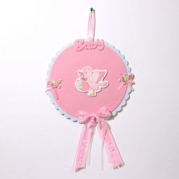 Украшение на гендер пати «Подвеска Аист с девочкой», 27×27×46 см, розовое