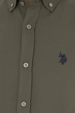 U. S. Polo Assn / Мужская базовая рубашка цвета хаки с длинным рукавом - U.s. polo assn фото 7