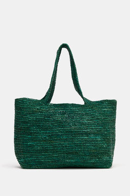BOLSO SHOPPER RAFIA / Verde - Zara фото 3