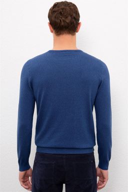 U. S. Polo Assn / Мужской трикотажный свитер цвета индиго с круглым вырезом Basic - U.s. polo assn фото 3