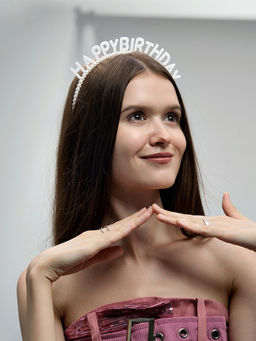 Цена за 2 шт. Ободок "Happy birthday" жемчужный