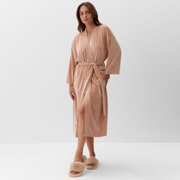 Халат домашний женский KAFTAN Plushy, размер 48-50, бежевый