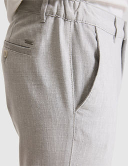 A__k Gri Slim Fit Beli Latikli Kanvas Pantolon