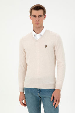 Мужской базовый свитер кремового меланжа Неожиданная скидка в корзине