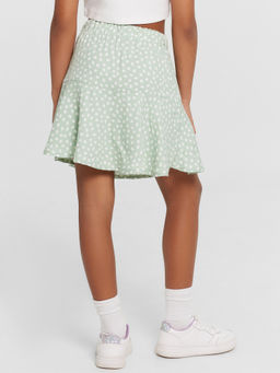 Шорты-юбка для девочек салатовая в горошек - Mark formelle фото 4