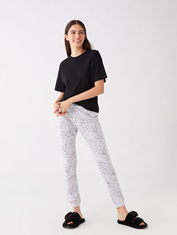 Beli Lastikli Desenli Kad?n Jogger Pijama Alt?