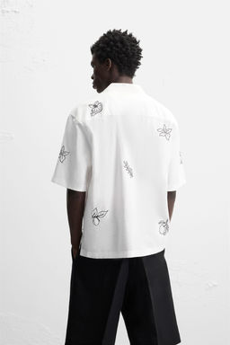 EMBROIDERED COTTON/LINEN SHIRT - Zara фото 10