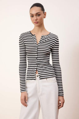 Wardrobe Essentials-Antrasit Regular/Normal Kal?p Uzun Kollu Yumusak Orme Bluz TWOSS26BZ00245