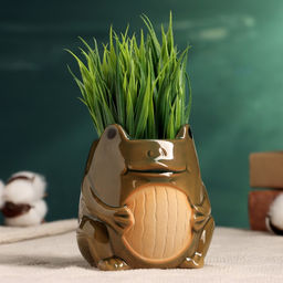 Горшок "Лягушка" зеленый, 8,5х8х9см