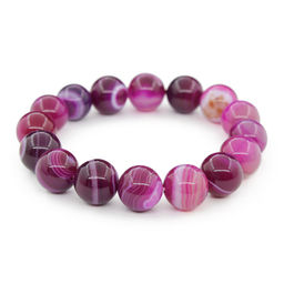 Браслет Классика агат малиновый 12мм, длина 18см