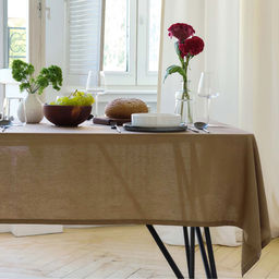Скатерть «Этель» ECO, 136×250 см, 70% хлопок, 30% лён, 190 г/м², оливковая