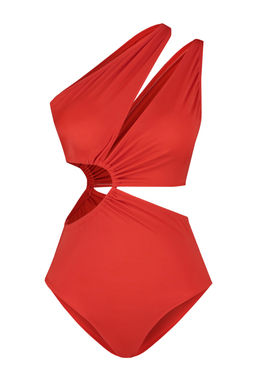 K?rm?z? Tek Omuz Tunelli Cut Out/Pencereli Regular Core Mayokini TBESS23MA00206