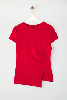 Trendyolmilla Siyah Buzgu/Drape Detayl? Y?rtmacl? Asimetrik Fitted/Vucuda Oturan Orme Bluz TWOSS25BZ00380  фото 5