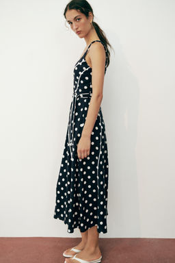 VESTIDO MIDI LUNARES CINTUR?N / Marino / Blanco - Zara фото 4