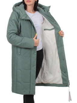 1133 GRAY/GREEN Пальто зимнее облегченное женское (холлофайбер 150 гр.)