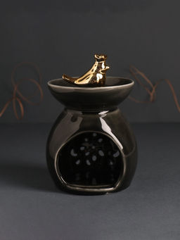 Аромалампа для эфирных масел Птичка в короне в чаше, керамика, чёрный перламутр, 9?9?13 см - Simaland фото 4
