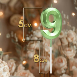 Цена за 2 шт. Свеча в торт на шпажке «Цифра 9», зеленая, 5 см