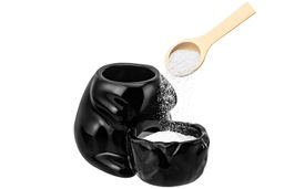 Банка для сыпучих Elan Gallery Заяц 400 мл фарфор черная с ложкой  фото 15