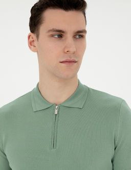 _a_la Slim Fit Fermuarl_ Polo Yaka Triko Ti__rt