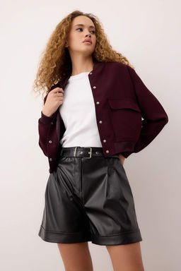 Siyah Kemerli Deri Sort & Bermuda TWOAW26SR00044