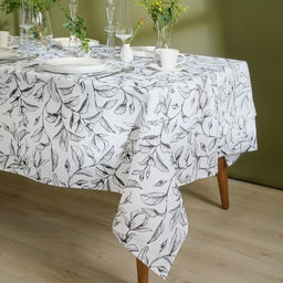 Скатерть Доляна Plant leaves 146х180 см, 100% хл, рогожка 164 г/м2  фото 5