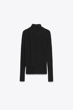 RIB KNIT CARDIGAN WITH SCARF - Zara фото 8