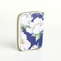 Кошелёк на молнии Букет, маленький, синий