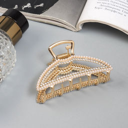 Цена за 6 шт. Краб для волос «Эмили», дуга, 7 см, золото