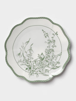 Тарелка десертная WY Bloomware. d=20 см, фарфор, белая, зелёная