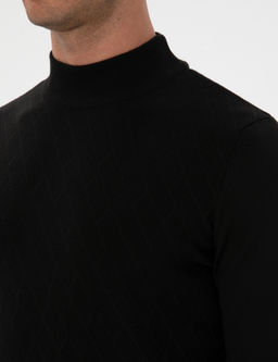 Siyah Slim Fit Yar_m Bal_k__ Yaka Triko Kazak - Pierre cardin фото 7